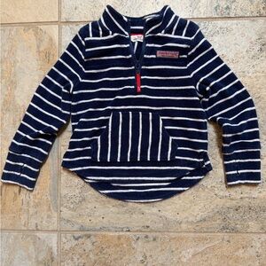 Vineyard Vines Navy & White Striped Kids Quarter-Zip Pullover